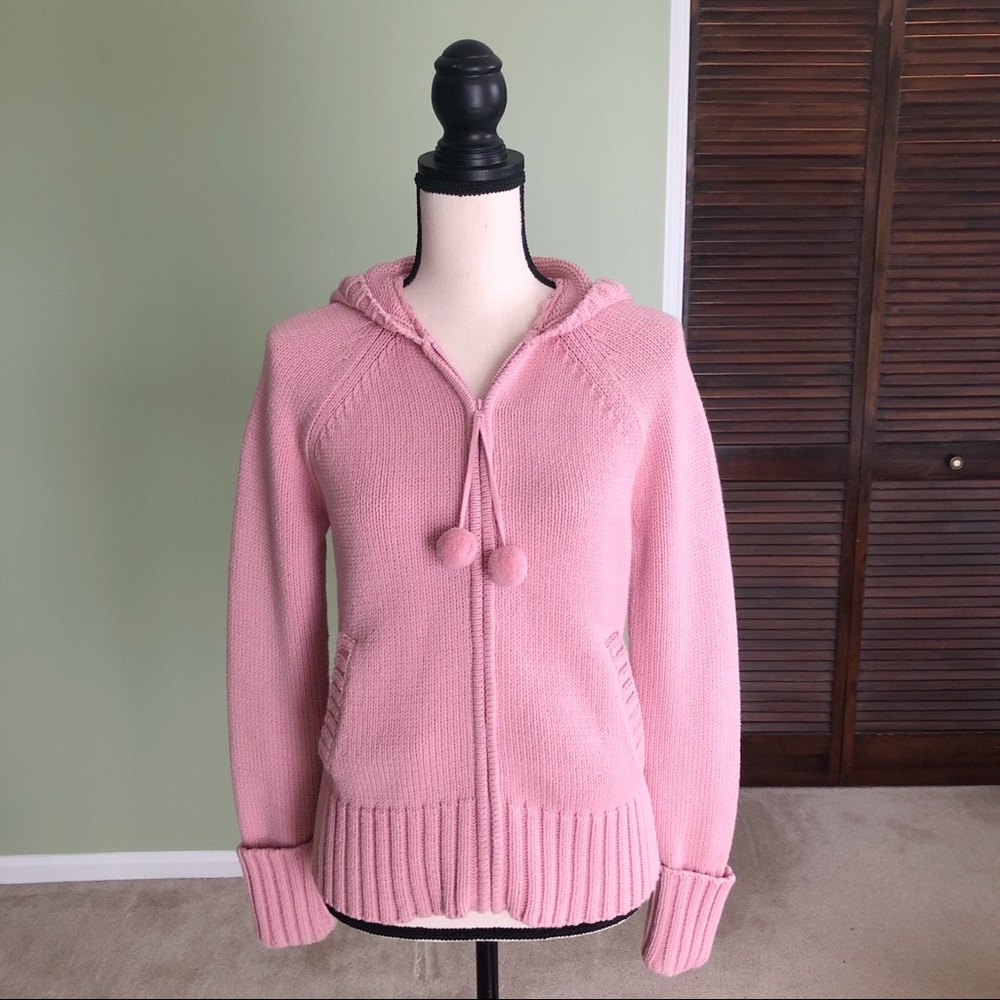 2/$20 Loft Pink Knit Hooded Sweater Medium